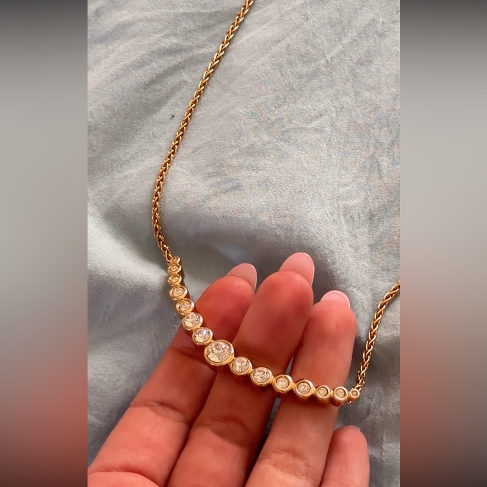Christian Dior Gold Necklace with Crystal Accents Vintage